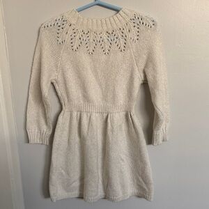 Cat & Jack Cream Knit Scoop-Yoke Sweater Dress 2T